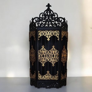 Curio Cabinet Shelf , Black and Gold Vintage Storage Display , Gothic Crystal Shelf, Goth Altar