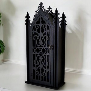 Gothic Apothecary Shelf , Black Vintage Storage Display , Gothic Crystal Shelf, Goth Altar
