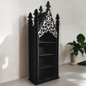 Gothic Crystal Shelf , Black and Silver Vintage Storage Display , Crystal Shelf