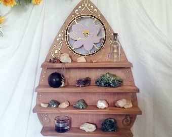 Étagère Planchette, art mural ouija, étagère en cristal, étagère géométrique faite à la main, étagère de sorcière, autel en cristal