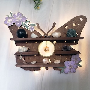Butterfly shelf, Moth shelf, crystal shelf, handmade geometric shelf, witch shelf, crystal altar