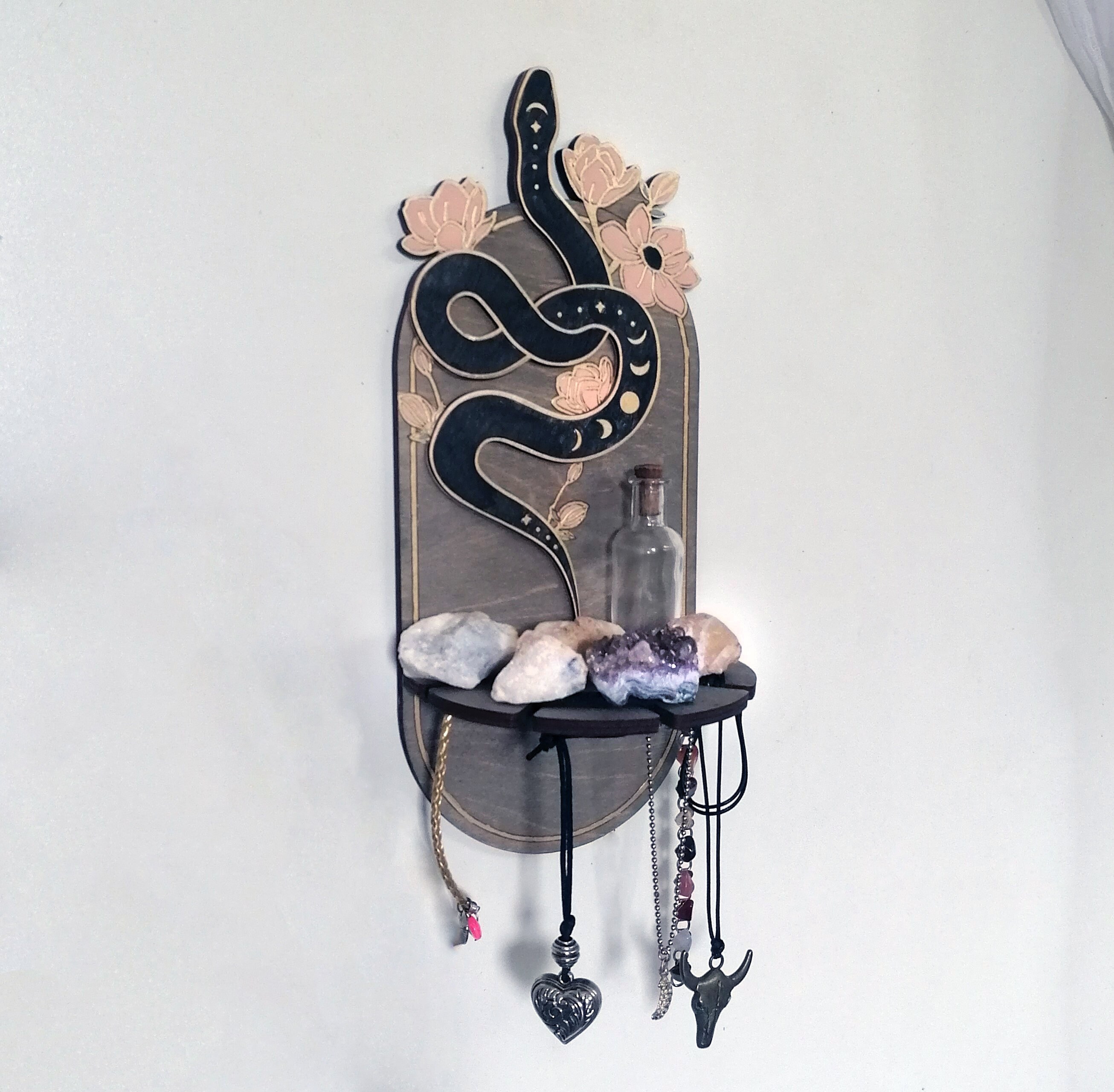 Snake Shelf Flower Shelf Moon Phase Decor Crystal Shelf Etsy