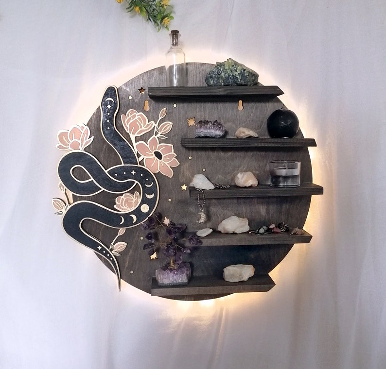 Snake Shelf Flower Shelf Moon Phase Decor Crystal Shelf Etsy