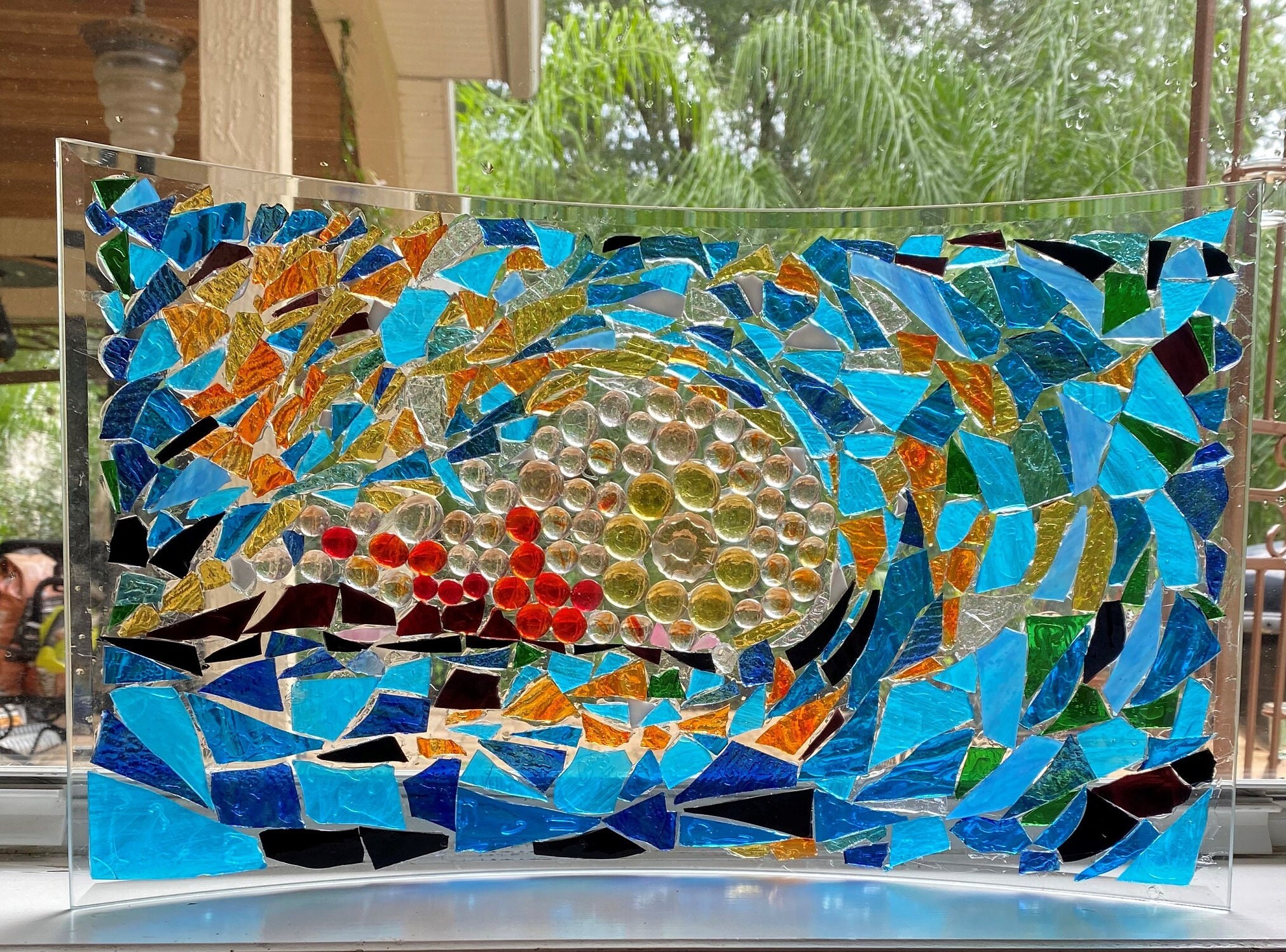 Curved Stained Glass Wave Etsy