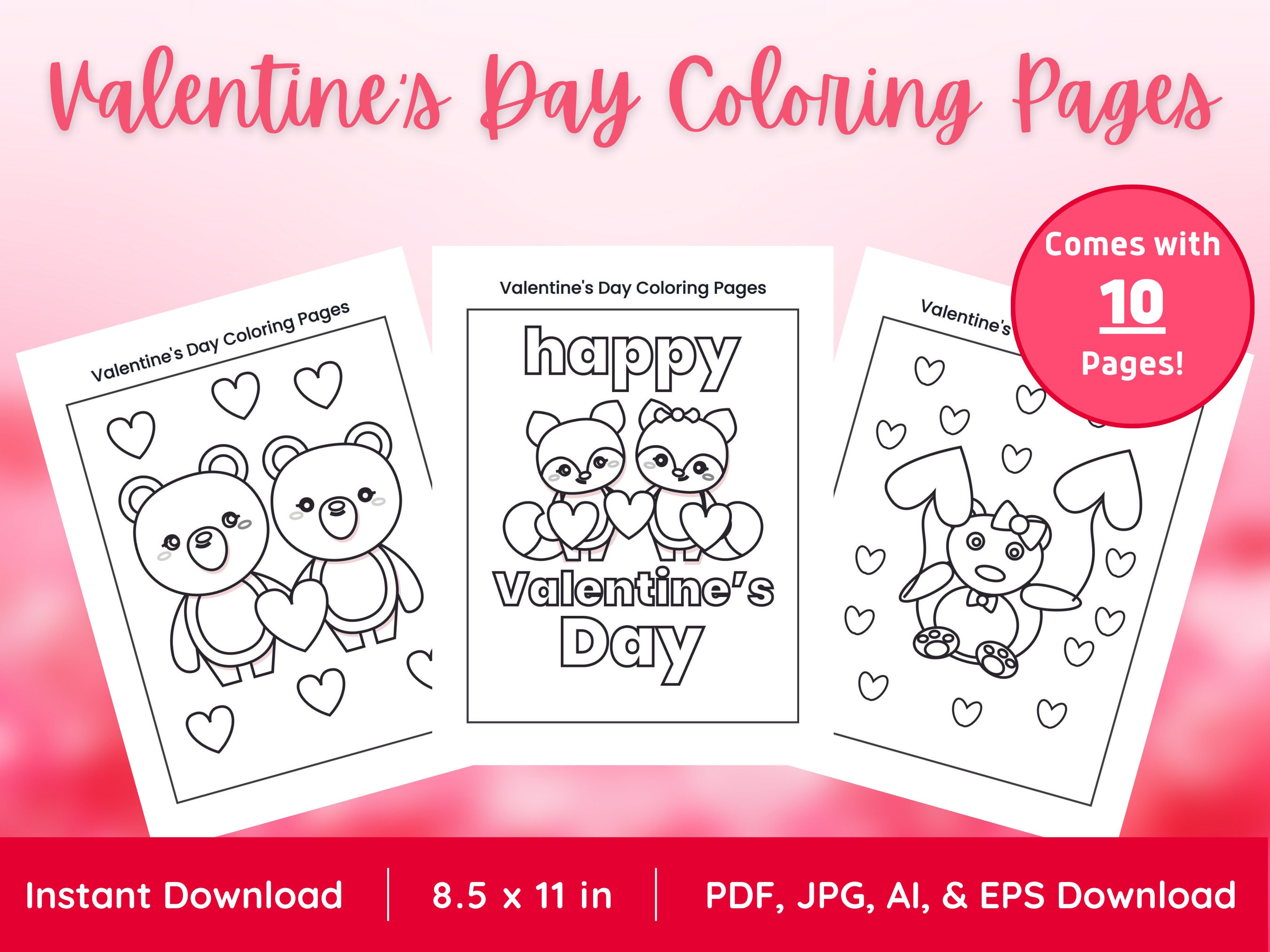 Valentine's Day Coloring Pages for Kids and Toddlers, Printable and ...