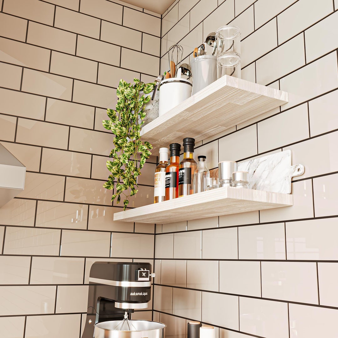 FREE SHIPPING White Wood Floating Shelves Rustic Laundry Etsy