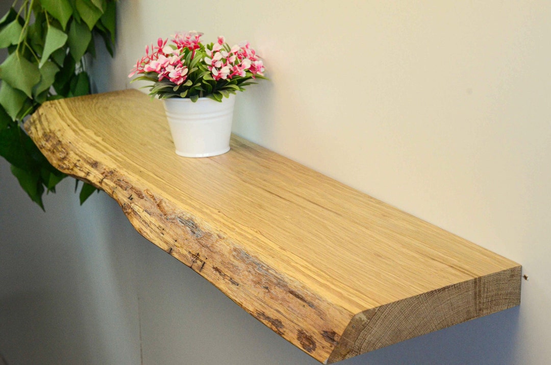 Live Edge Red Oak Floating Shelveshardwood Floating Shelf Etsy
