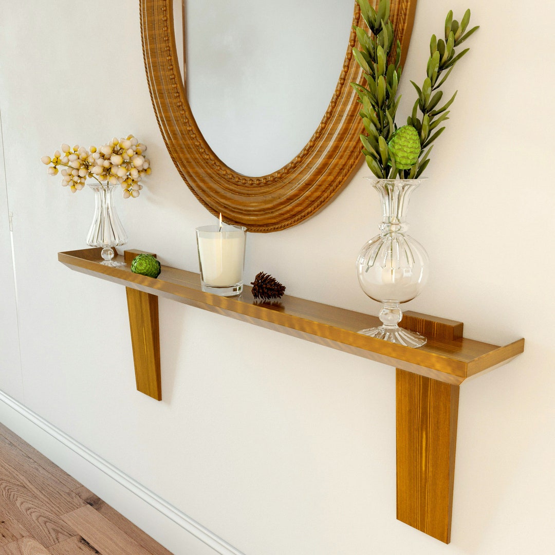 Modern Wood Floating Entry Way Table With Arms Sleek Design - Etsy