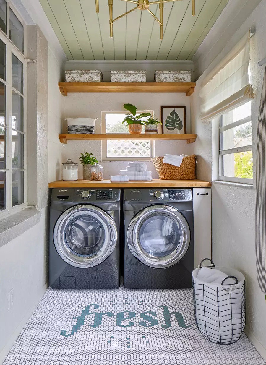 Washer and Dryer Topper, Wooden Countertop For Laundry Room by Picwoodwork