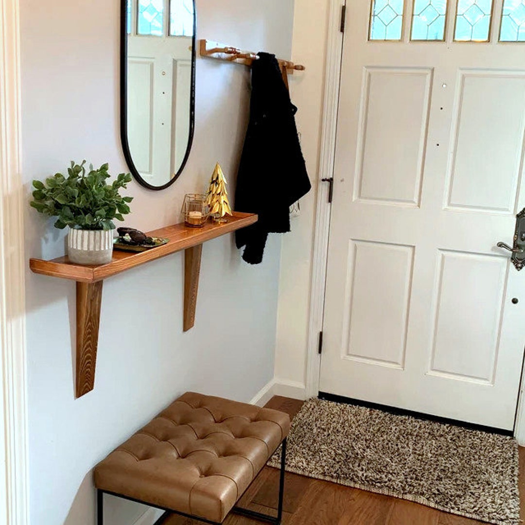 Hand Made Floating Entryway Console Table With Arms Wood Etsy