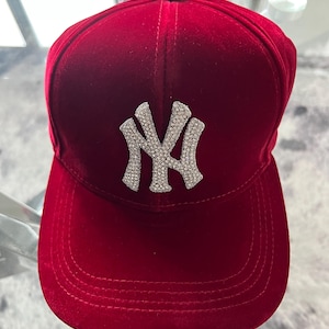 Red Wine NY Rhinestone Velvet Caps