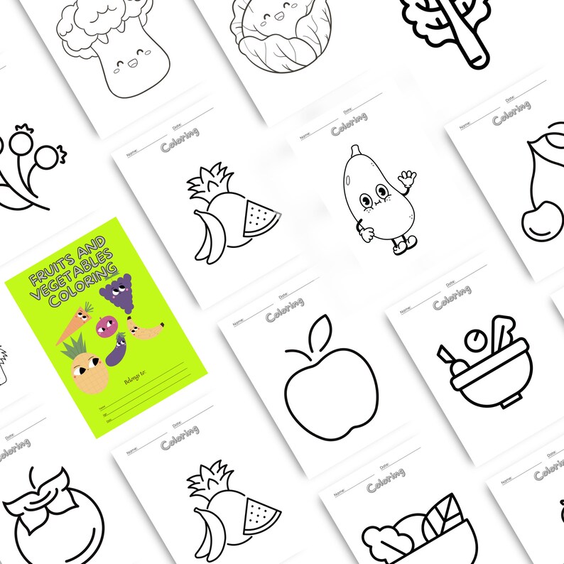 Fruit and Vegetable Coloring Book for Kids: Fruit and Vegetable Book ...