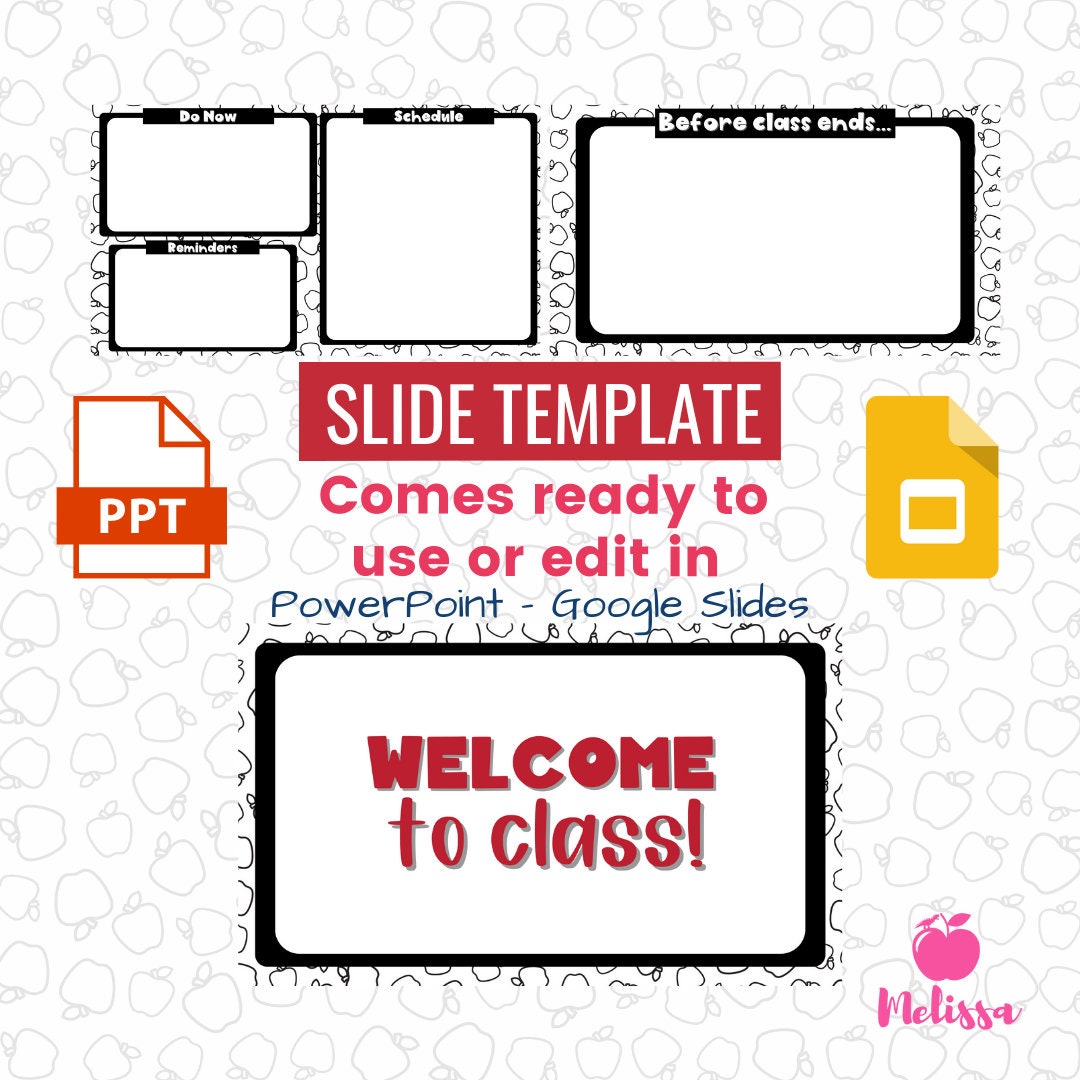 Black and White Apple Slides Templates Powerpoint Google - Etsy
