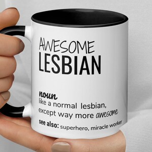 Awesome Lesbian Definition Coffee Mug, Funny Lesbian Thank You Secret Santa Appreciation Congratulations Coming Out Xmas Gift, Lesbian Gifts