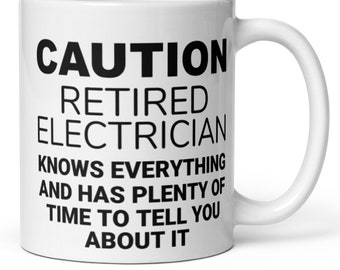 Electrician Retirement Gift, Retired Electrician Mug, Retiring Electrician, Electrician Gifts, Retirement Gift For Men Dad Grandad Colleague