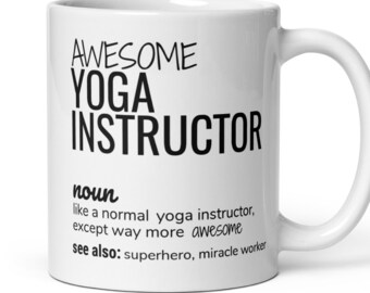 Regalo divertente per istruttore di yoga, fantastica tazza da caffè per istruttore di yoga, istruttore di yoga grazie per il nuovo lavoro, laurea che lascia il regalo promozionale di compleanno