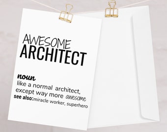 Impresionante tarjeta de felicitación de definición de arquitecto, arquitecto gracias nuevo trabajo promoción graduación cumpleaños tarjeta de salida, tarjeta de arquitecto divertido