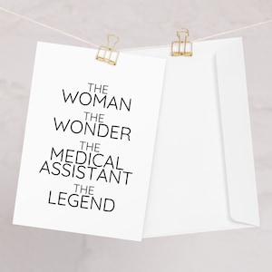 Medisch assistent wenskaart, de vrouw de wonder medisch assistent kaart, medisch assistent dank u verjaardag dank u kaart voor vrouwen
