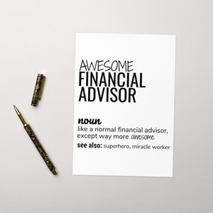 Cartão de definição de consultor financeiro incrível, cartão de consultor financeiro, consultor financeiro obrigado aniversário promoção de natal novo presente de emprego