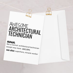 Geweldige architecturale technicus wenskaart, grappige architecturale technicus dank u nieuwe baan promotie afstuderen verlaten verjaardagskaart