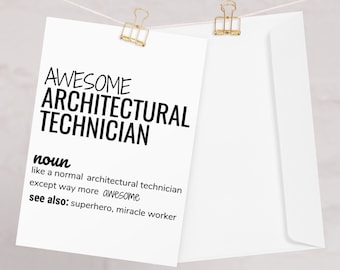 Impresionante tarjeta de felicitación de técnico de arquitectura, técnico de arquitectura divertido gracias nueva promoción de trabajo graduación dejando tarjeta de cumpleaños