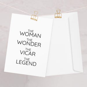 Nieuwe dominee bedankt waardering gefeliciteerd wijding trouwdag afscheidskaart voor vrouwen, vicaris de vrouw het wonder wenskaart