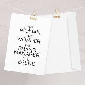 Brand Manager Card, The Woman The Wonder Brand Manager Wenskaart, Brand Manager Verjaardag Bedankt Promotie Kerstvertrekkaart