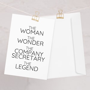 Carte de voeux de secrétaire d'entreprise pour femme, carte de secrétaire d'entreprise amusante, carte de remerciement de départ pour nouveau secrétaire d'entreprise promu