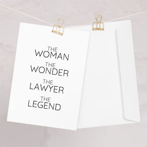 Advocaat wenskaart voor vrouwen, de vrouw het wonder, advocaat kaart, grappige advocaat dank u nieuwe baan promotie verjaardag afstuderen verlaten kaart