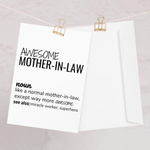 Tarjeta de felicitación divertida para suegra, increíble tarjeta de definición de suegra, tarjeta de agradecimiento y agradecimiento para el día de la madre por su nueva suegra