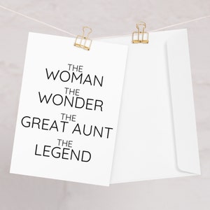 Oudtante kaart, de vrouw de wonder oudtante wenskaart, grappige oudtante verjaardag kerst-Mother's Day Card, nieuwe oudtante kaart