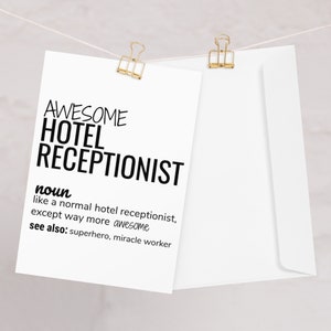 Hotelreceptionist Card, Awesome Hotelreceptionist Definitie Wenskaart, Hotelreceptionist Bedankt Promotie Nieuwe Baan Verjaardagskaart