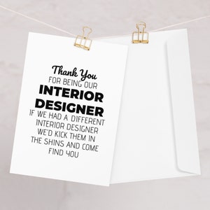 Bedankkaart voor interieurontwerper, interieurontwerper wenskaart, interieurontwerper dank u nieuwe baan promotie verjaardag verlaten kaart