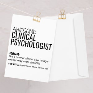 Cartão de felicitações incrível de definição de psicólogo clínico, cartão de aniversário de graduação de psicólogo clínico, cartão de psicólogo clínico
