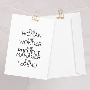 Project Manager wenskaart voor vrouwen, Project Manager Bedankt nieuwe baan promotie kwalificatie verjaardagskaart, Project Manager Card
