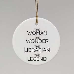 Librarian Woman Wonder Ceramic Ornament, Librarian Keepsake Gift For Women, Librarian Christmas Ornament Decoration, Librarian Xmas Decor