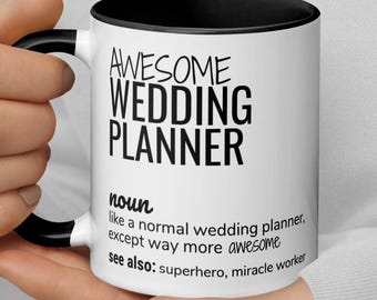 Super Hochzeitsplaner Definition Kaffeetasse, lustiger bester neuer Hochzeitsplaner Danke geheime Santa Wertschätzung Weihnachtsgeschenk für Männer Frauen