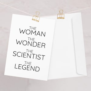 Scientifique Merci Remerciements Remise des diplômes Félicitations de départ Nouvel emploi Carte pour les femmes, Scientifique la femme la merveille Carte de vœux