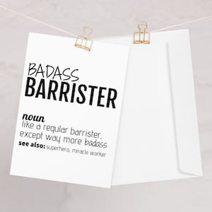 Tarjeta de felicitación con definición de abogado rudo, tarjeta para abogado, divertida tarjeta de agradecimiento por el nuevo trabajo, cumpleaños, Navidad, graduación y despedida