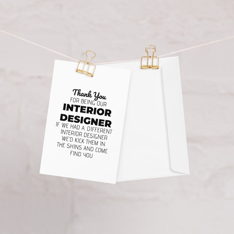 Thank You Card for Interior Designer, Interior Designer Greeting Card ...