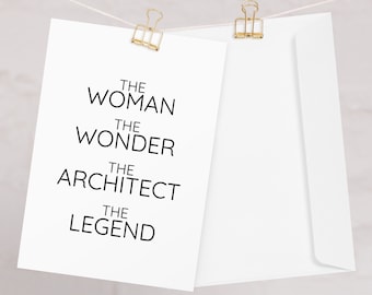 Tarjeta de felicitación de arquitecto para mujeres, arquitecto gracias nuevo trabajo graduación promoción tarjeta de cumpleaños, tarjeta de arquitecto, la mujer la maravilla