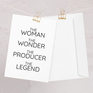 La femme, la merveille, carte de voeux de producteur, anniversaire de producteur, remerciement de départ d'un nouvel emploi, promotion de retraite, carte drôle pour producteur