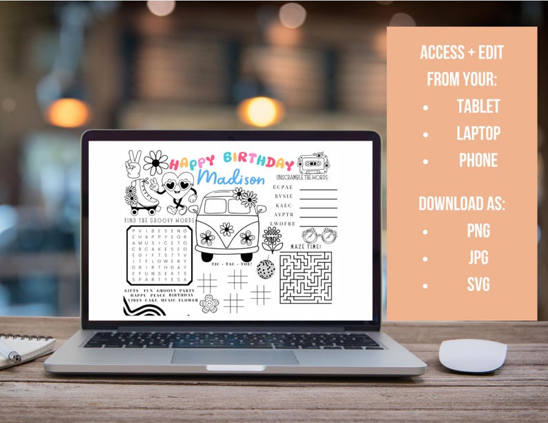 Groovy Birthday Party Activity Page, Four Ever Groovy Coloring Page ...