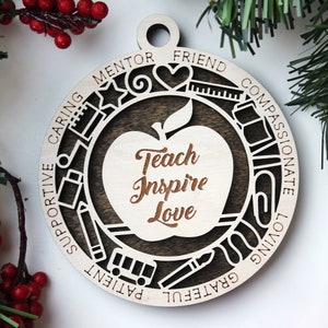 Teacher Personalized Ornament | Handcrafted | Wooden | Laser-Cut | Gift