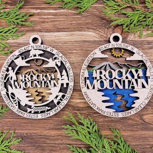Rocky Mountain National Park Ornaments | Handcrafted | Wooden | Laser-Cut | Gift