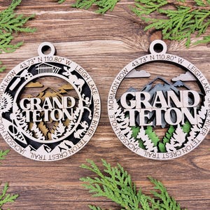 Grand Teton National Park Ornaments | Handcrafted | Wooden | Laser-Cut | Gift
