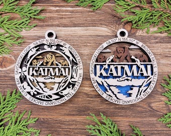 Katmai National Park Ornaments | Handcrafted | Wooden | Laser-Cut | Gift