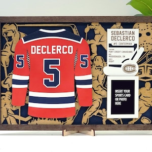 Hockey Jersey Plaque: Unique Grad or Senior Night Gift - Personalize with Player Name and Stats, Team Name, Number and Colors!