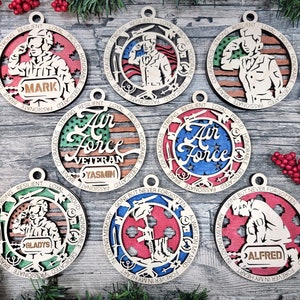 Air Force Military Personalized Ornament | Handcrafted | Wooden | Laser-Cut | Gift