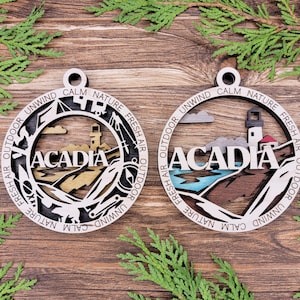 Acadia National Park Ornaments | Handcrafted | Wooden | Laser-Cut | Gift